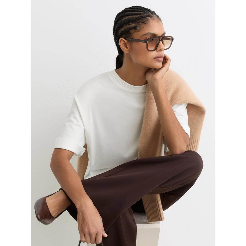 REISS Lara Cotton Ribbed-Neck Oversized T-Shirt